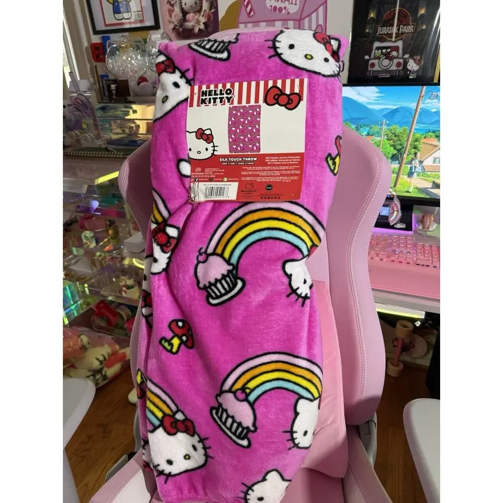 Hello Kitty Throw Blanket Silk Touch Pink Meow Rainbow Cupcake 2025 Sanrio